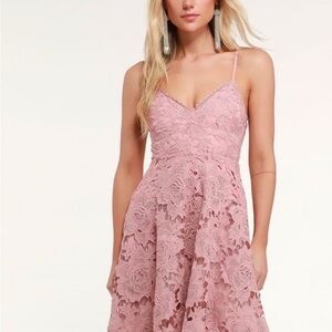 Lulu's Dusty Rose Nora Lee Lace Dress